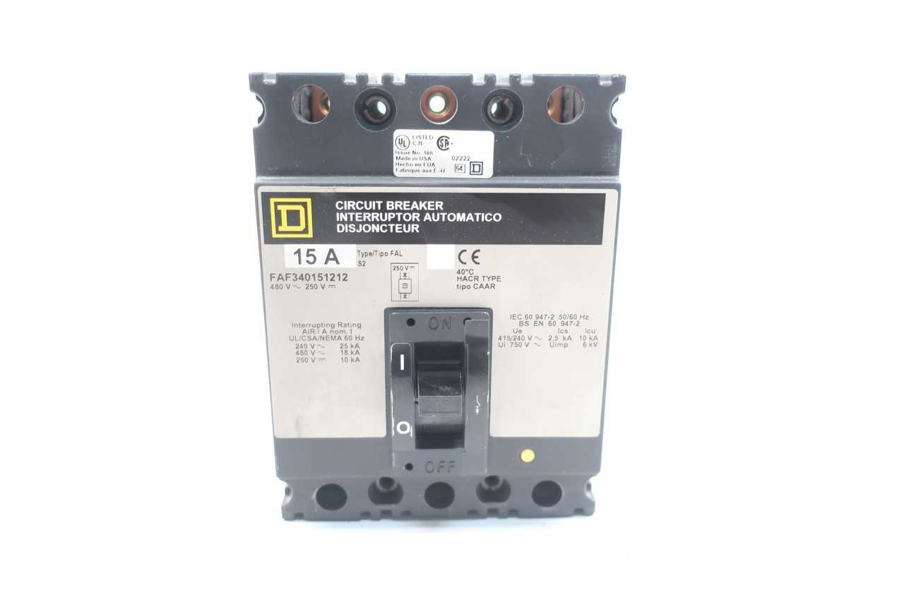 SQUARE D FAF340151212 3P 15A AMP 480V-AC MOLDED CASE CIRCUIT BREAKER - CIRCUIT BREAKERS