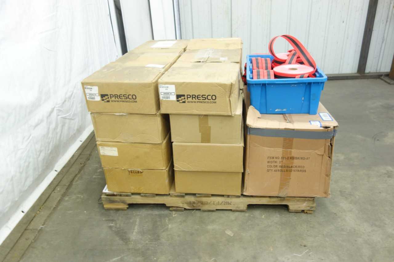 PALLET OF ASSORTED BARRICADE TAPE - HAND TOOLS