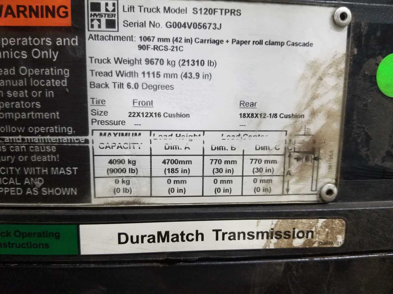 2011 Hyster S120FTPRS LP sitdown counterbalance, Liverpool (Syracuse), NY - FORKLIFTS