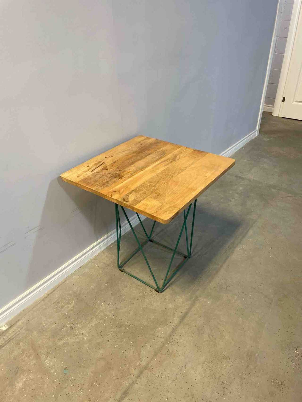 SIDE TABLE 28" X 28" X 30" MANGO WOOD TOP WITH METAL BASE - PLANT & FACILITY EQUIPMENT