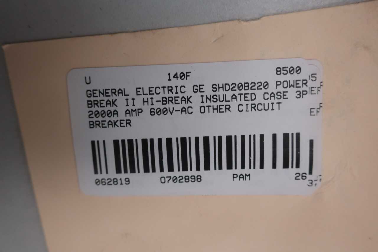 GENERAL ELECTRIC GE SHD20B220 POWER BREAK II HI-BREAK INSULATED CASE 3P 2000A AMP 600V-AC OTHER CIRCUIT BREAKER - CIRCUIT BREAKERS