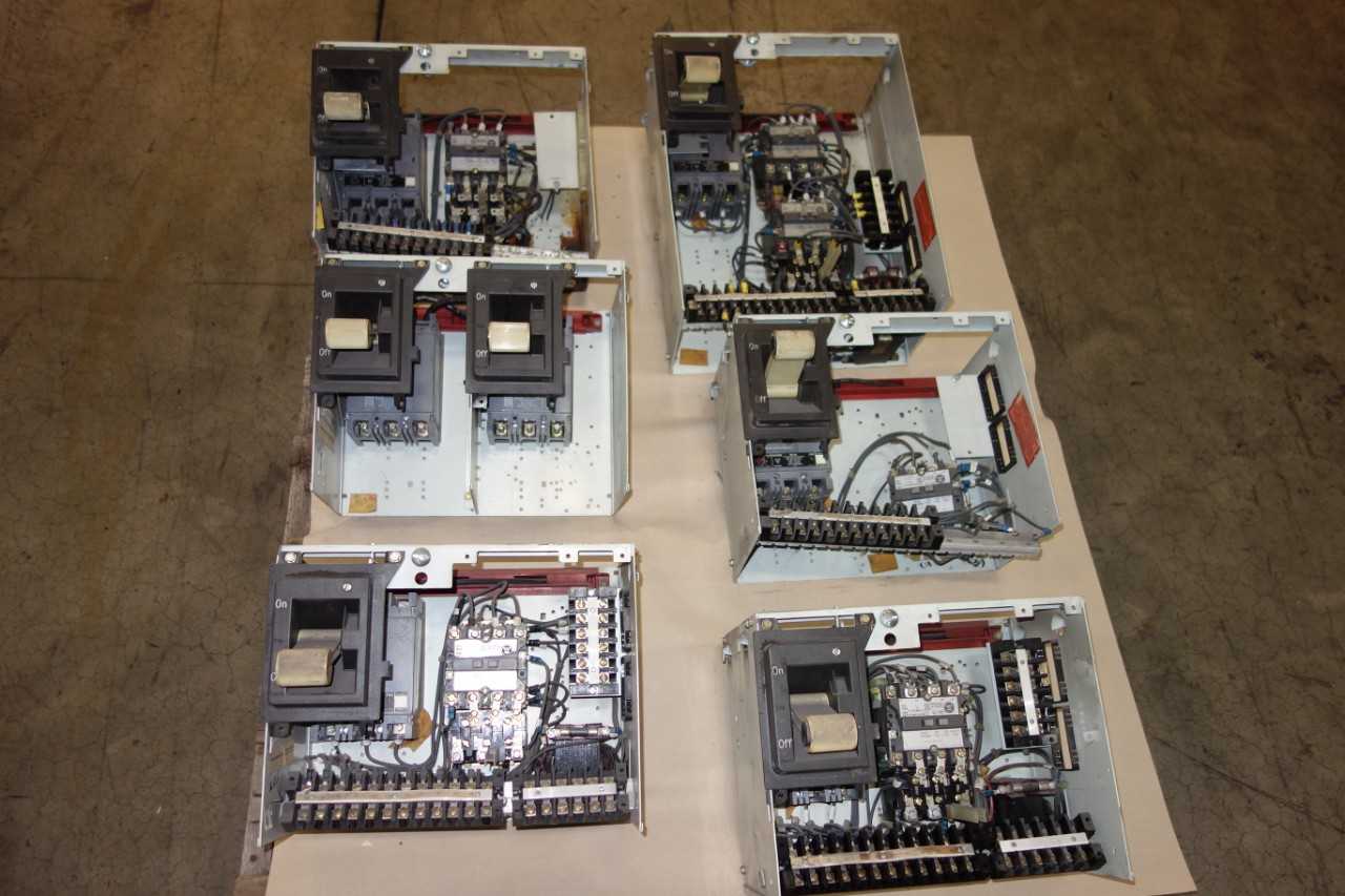 1 PALLET OF ASSORTED CUTLER HAMMER WESTINGHOUSE MCC BUCKETS, SIZE 1 STARTERS, FD BREAKERS - SWITCHGEAR