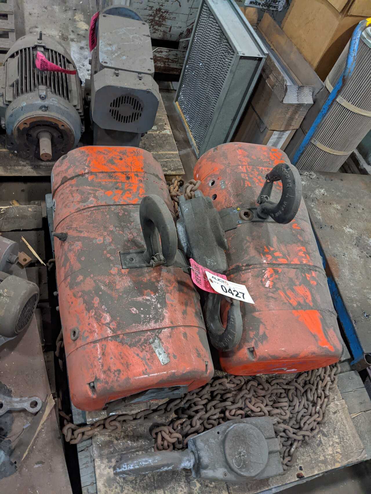 LOT OF 2 COLUMBUS MCKINNON CM LODESTAR XL 5 TON ELECTRIC HOIST (NEED REPAIRS) - LIFTING EQUIPMENT