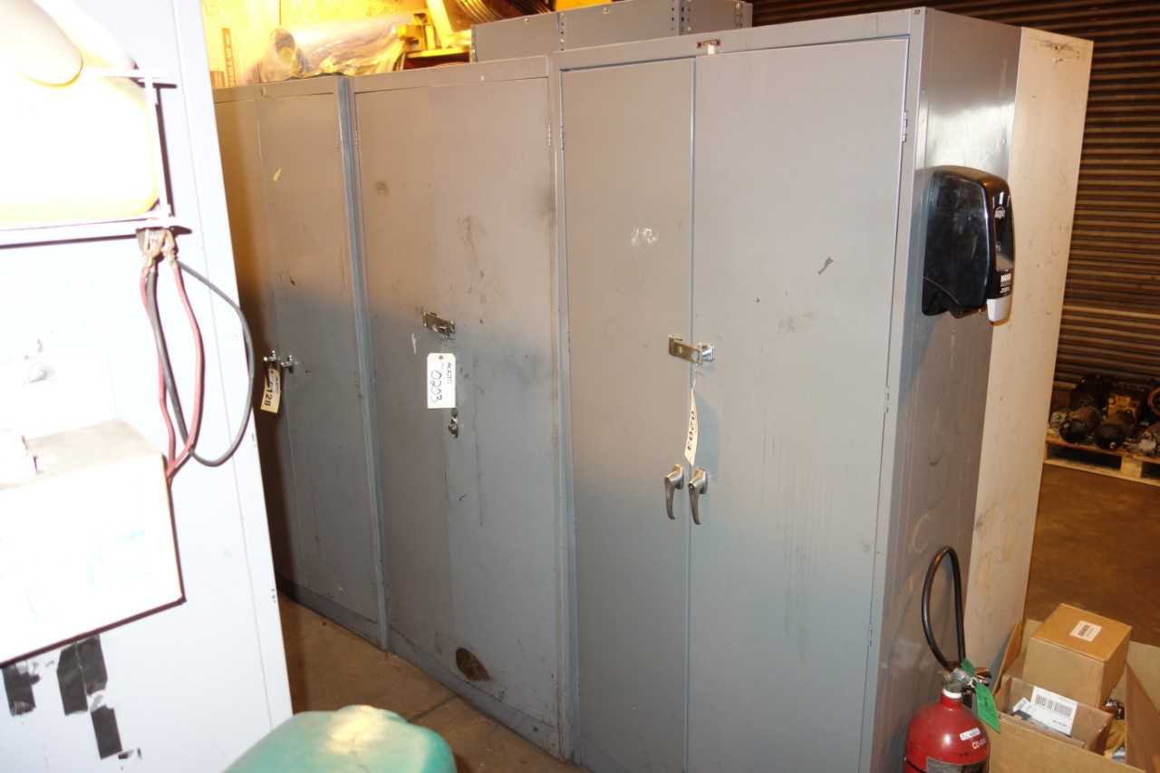 LOT OF 2 2 DOOR STEEL CABINETS - TOOL STORAGE