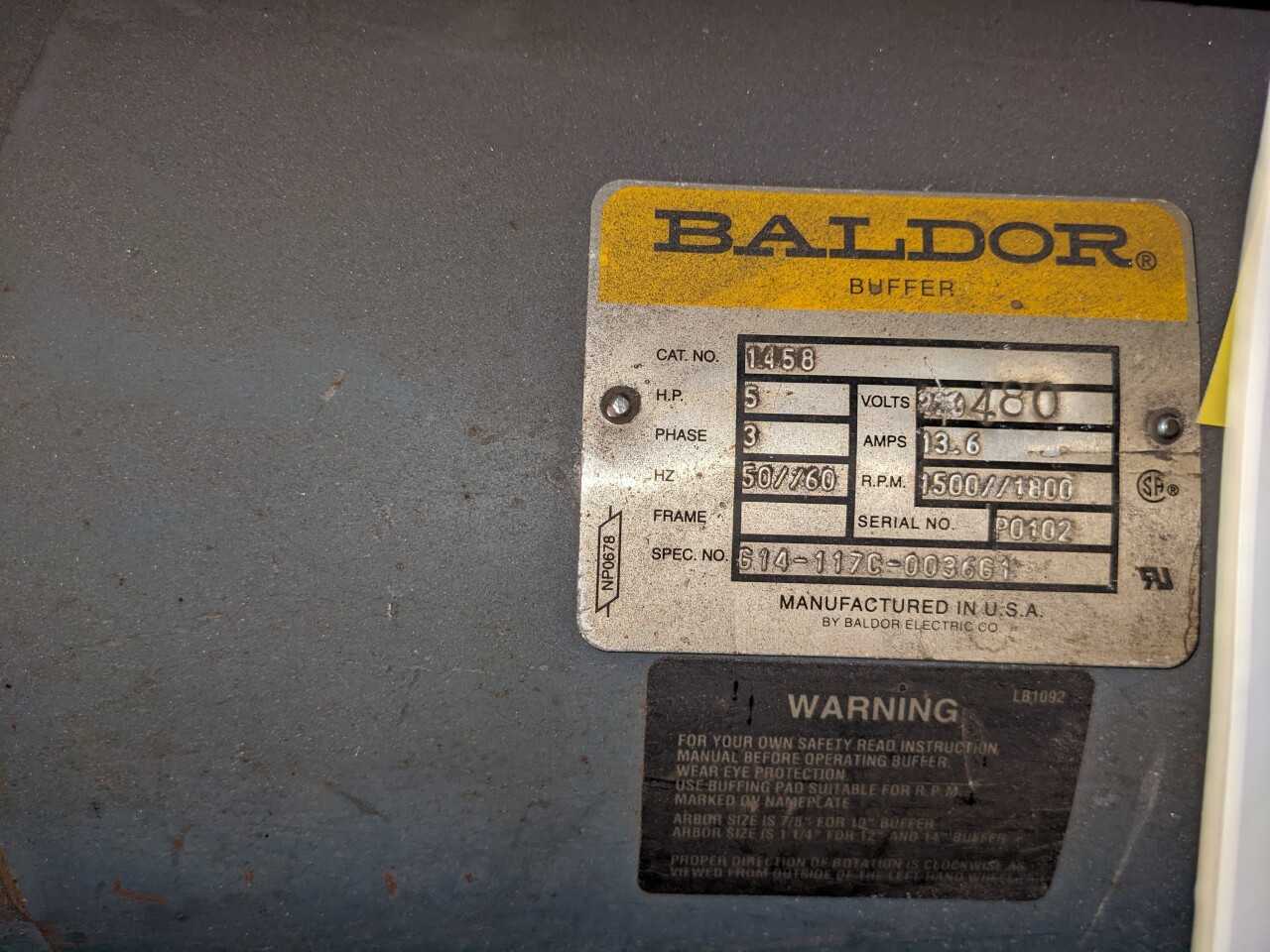BALDOR 1458 12" x 1-HP PEDESTAL TYPE DOUBLE END GRINDER - GRINDING MACHINES