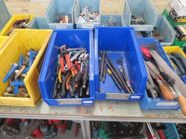 Aluminum Table on wheels and contents - MISCELLANEOUS