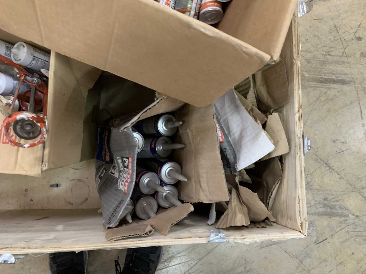 CRATE OF CONCRETE SEALANT LOCTITE ETC. - INDUSTRIAL PARTS