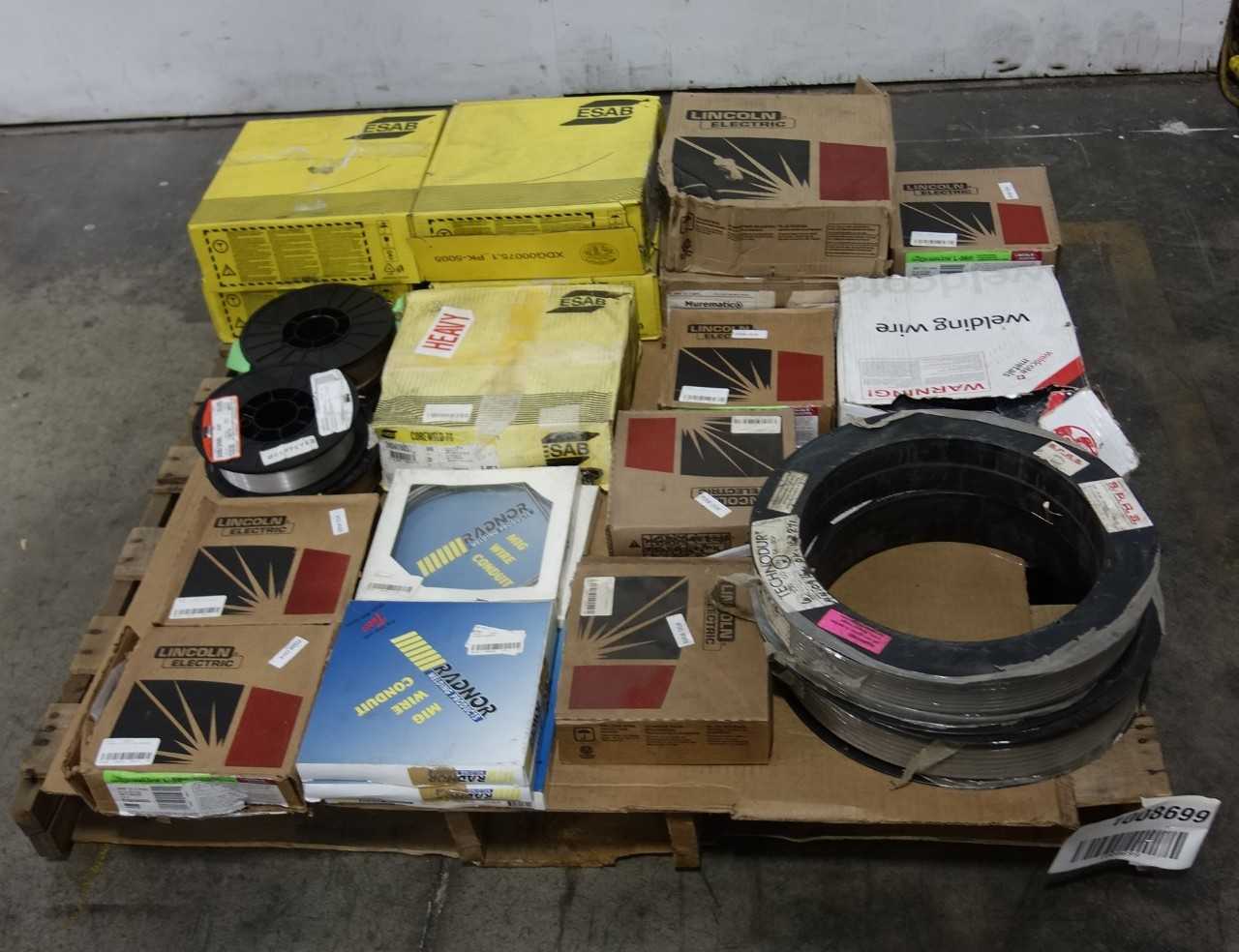 PALLET OF ASSORTED WELDING WIRE - WELDING EQUIPMENT