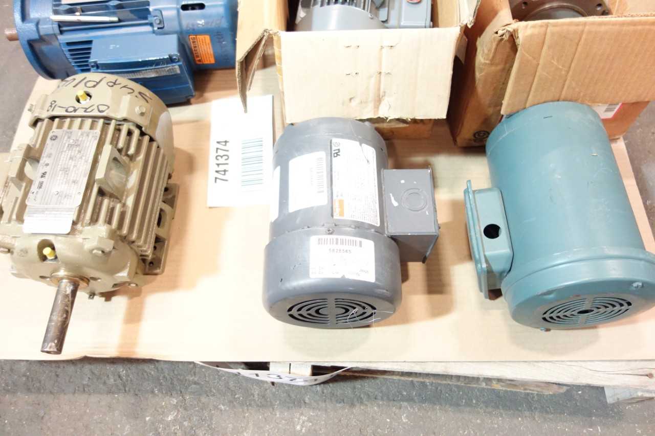 1 LOT OF ASSORTED AC ELECTRIC MOTORS- SEW EURODRIVE, GENERAL ELECTRIC, DAYTON, RELIANCE, BRROK CROMPTON - ELECTRIC MOTORS