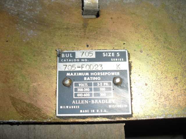 200 HP AB Size 5 Reversing 705-FOD23 Starter - MOTOR STARTERS