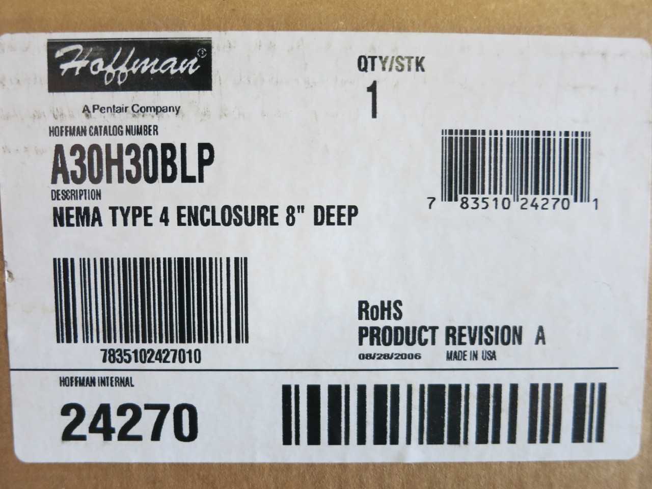 LOT OF 3 HOFFMAN A30H30BLP TYPE 4 GRAY STEEL ENCLOSURE 30X30X8 - INDUSTRIAL PARTS