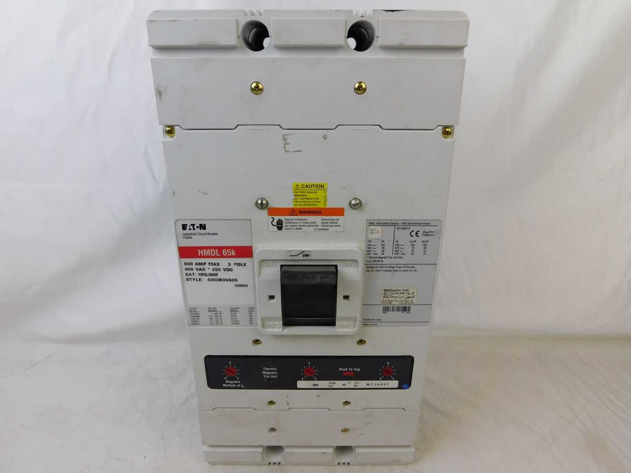 Lot of Quantity 1x HMDL3800 800A MCCB/Molded Case Circuit Breaker - CIRCUIT BREAKERS