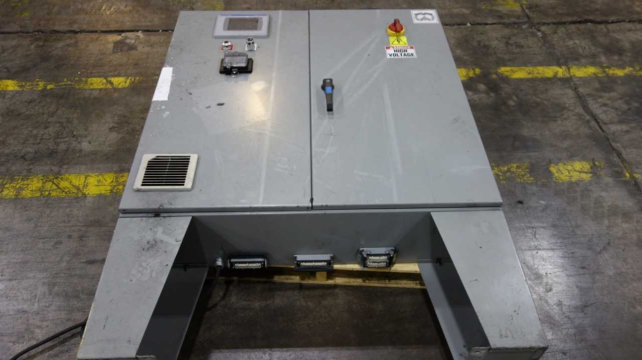 ALLEN BRADLEY CONTROL CABINET W/ PANELVIEW PLUS 700 2711P-T7C4D8, MICROLOGIX 1400 CONTROLLER, POWERLFLEX 525 DRIVES - AUTOMATION & CONTROLS