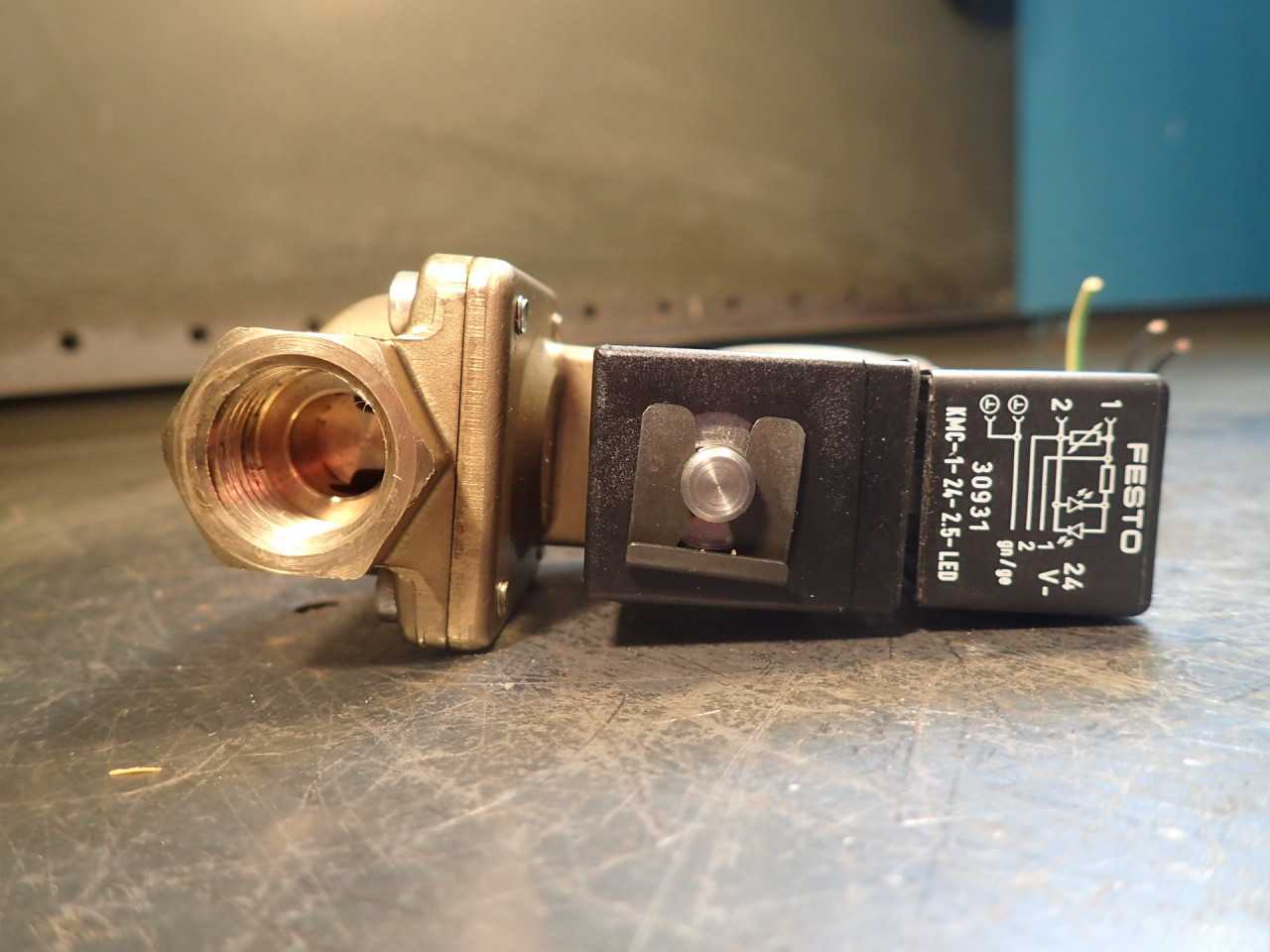 Festo MN1H-2-1/2-MS 1/2" NPT 2/2-Way Brass Body Valve with 24VDC Solenoid - INDUSTRIAL PARTS