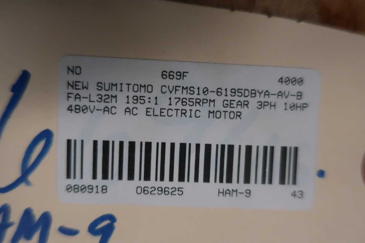 NEW SUMITOMO CVFMS10-6195DBYA-AV-B FA-L32M 3PH 10HP 1765RPM 3-5/8IN 480V-AC AC MOTOR - ELECTRIC MOTORS