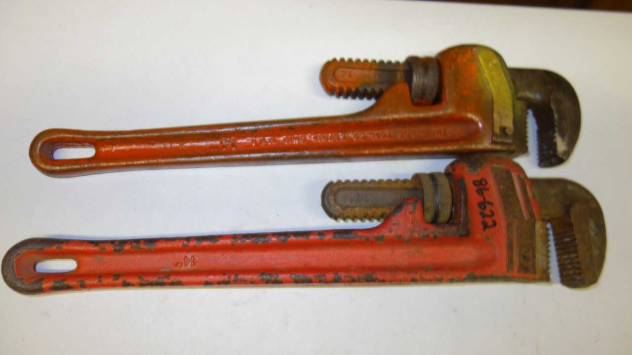 LOT OF 6 RIDGID 14 IN ADJUSTABLE PIPE WRENCHES - HAND TOOLS