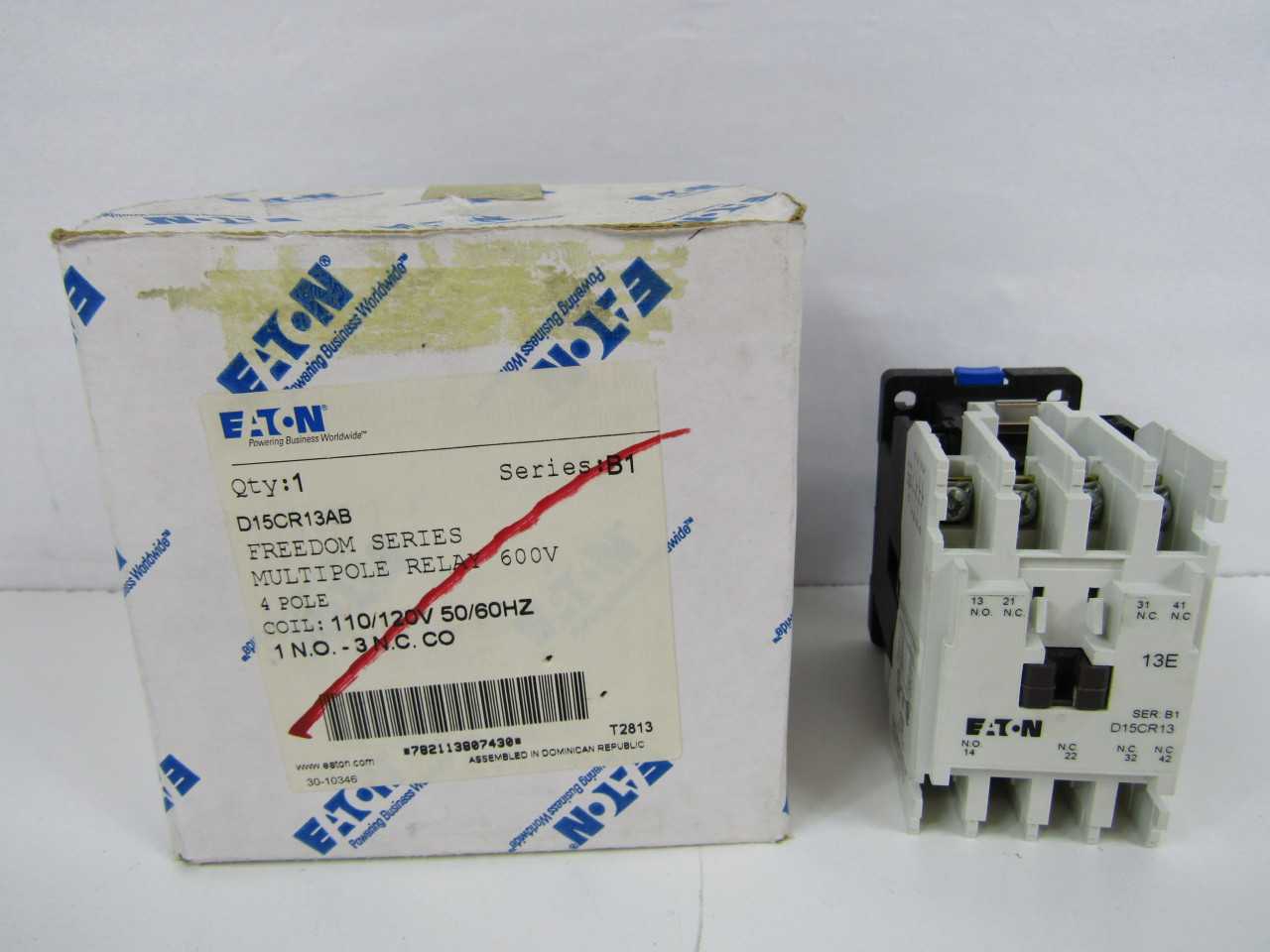 Quantity 1 of Eaton D15CR13AB Relay 4P 60A 600V - AUTOMATION & CONTROLS