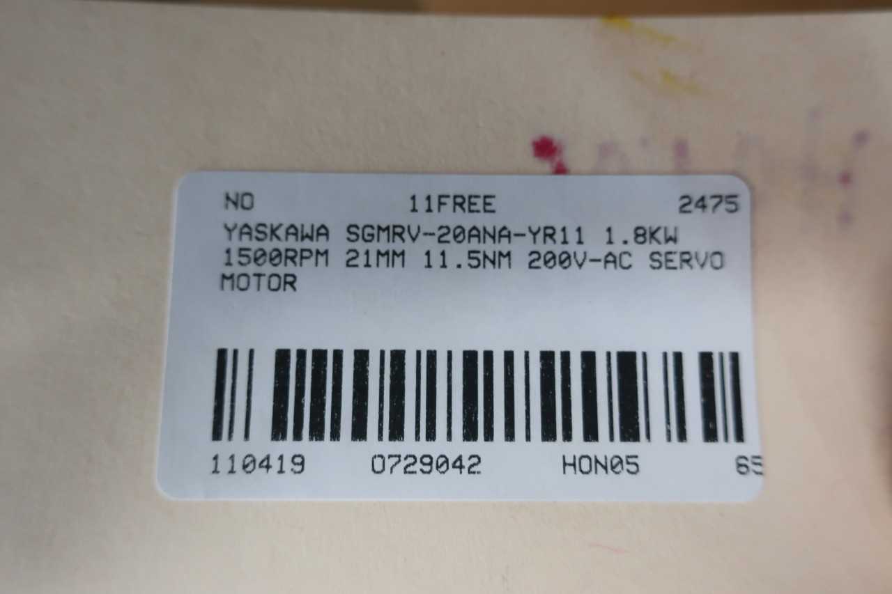 YASKAWA SGMRV-20ANA-YR11 SERVO MOTOR 1.8KW 1500RPM 21MM 11.5NM 200V-AC - SERVO