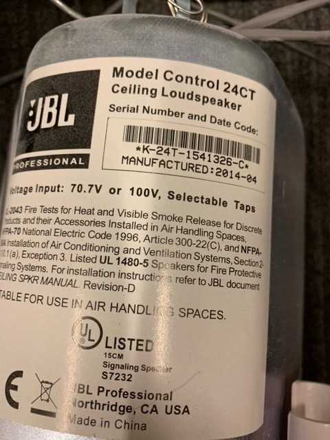 Lot of 4 JBL Ceiling Loudspeakers (2491008) Arlington - ELECTRICAL COMPONENTS