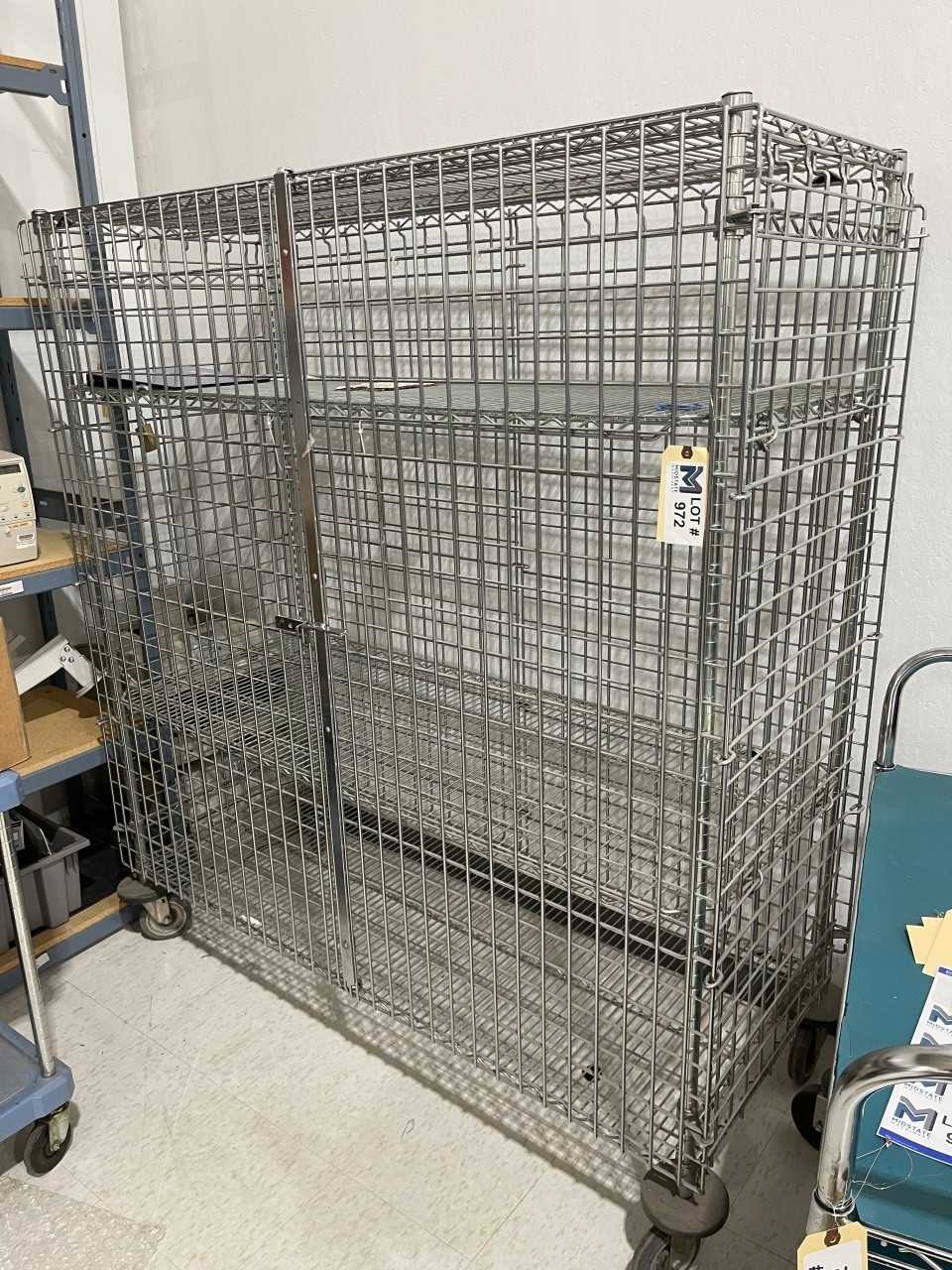 Locking Rolling Enclosed  Bakers Rack No Contents - MISCELLANEOUS