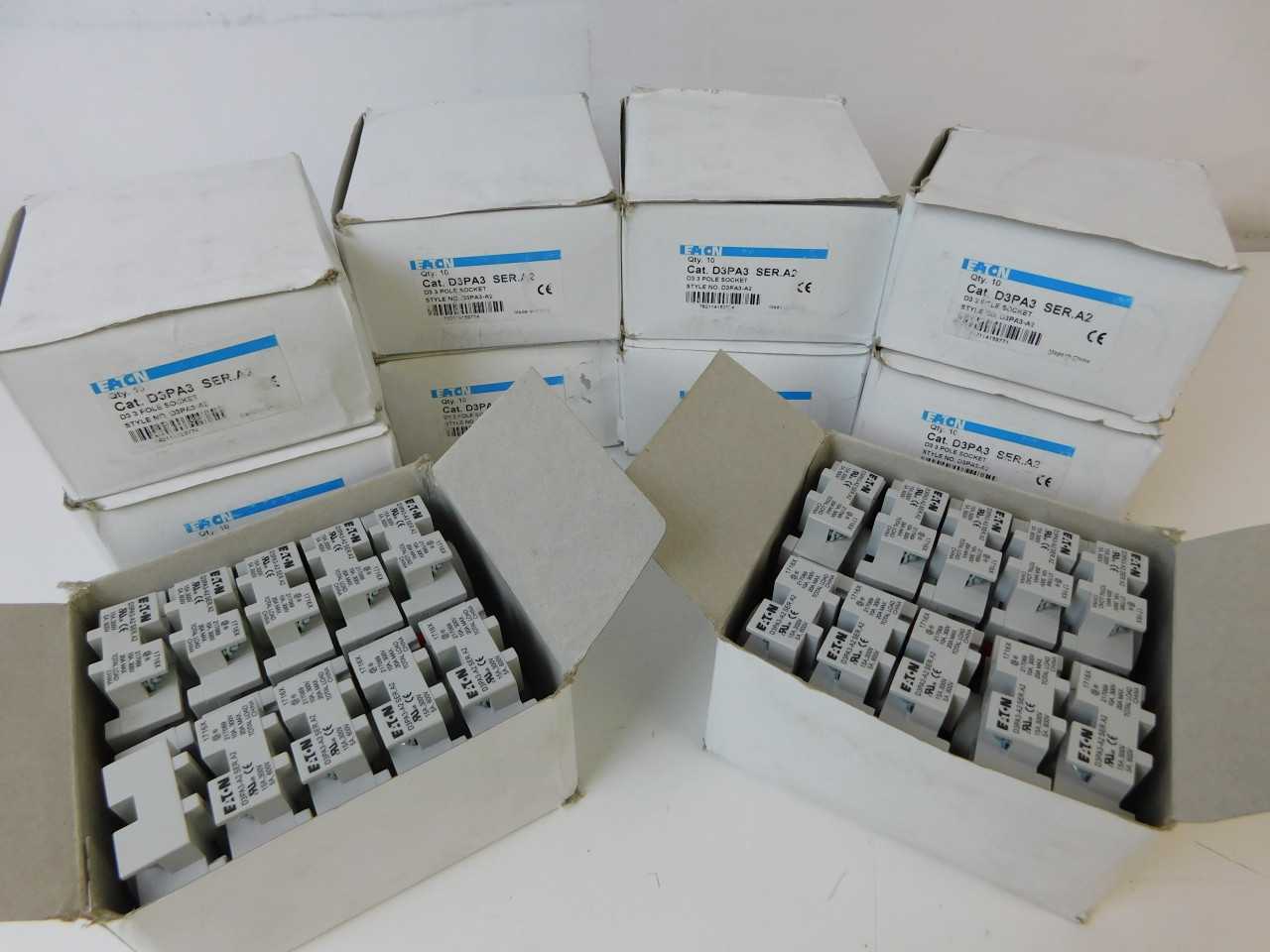 Quantity 100 of Eaton D3PA3 General Purpose Relay D3 3P 15A 600V DIN Rail - INDUSTRIAL PARTS