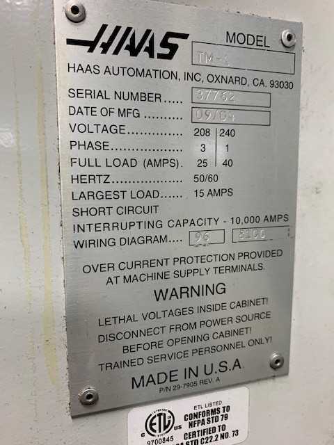 Haas TM-1 Vertical Tool Room Mill - MISCELLANEOUS