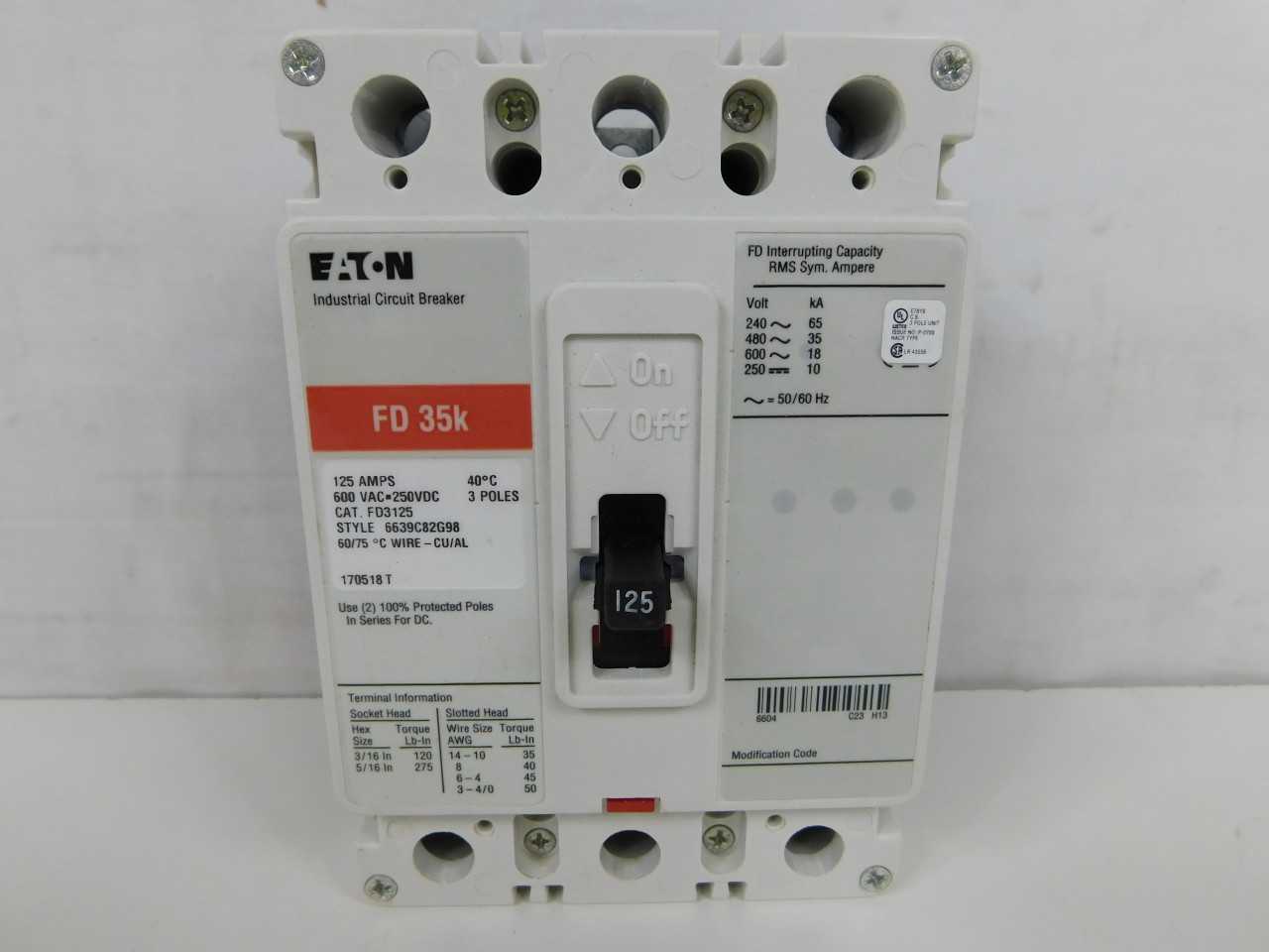 Quantity of 1x FD3125 MCCB/Molded Case Circuit Breakers - CIRCUIT BREAKERS