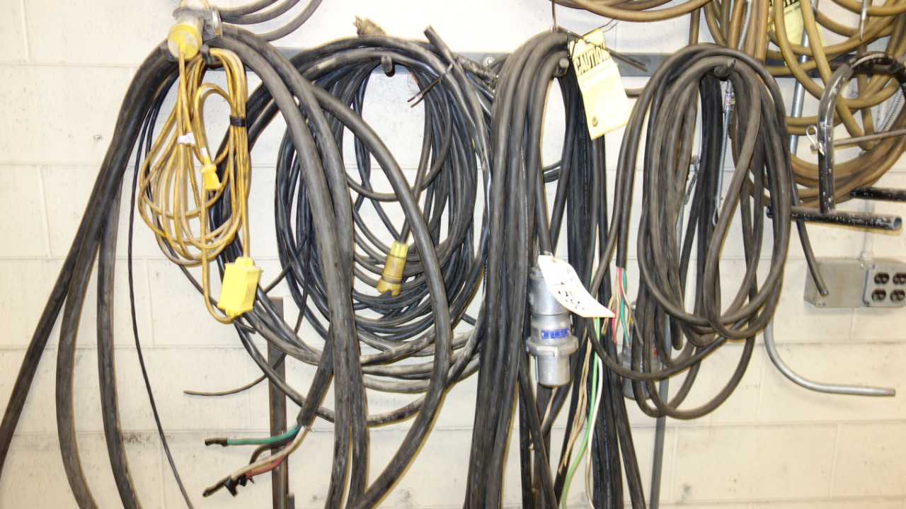 CONTENTS OF WALL SECTION, ASSORTED CABLES - ELECTRICAL COMPONENTS