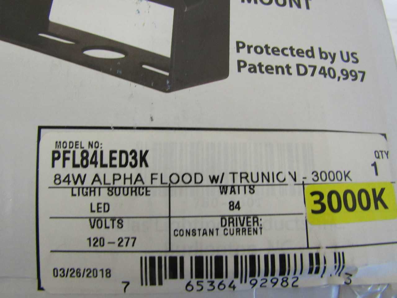 Atlas PFL84LED3k Lighting Fixture LED Lamp 120-277VAC 84 Watts - LIGHTING