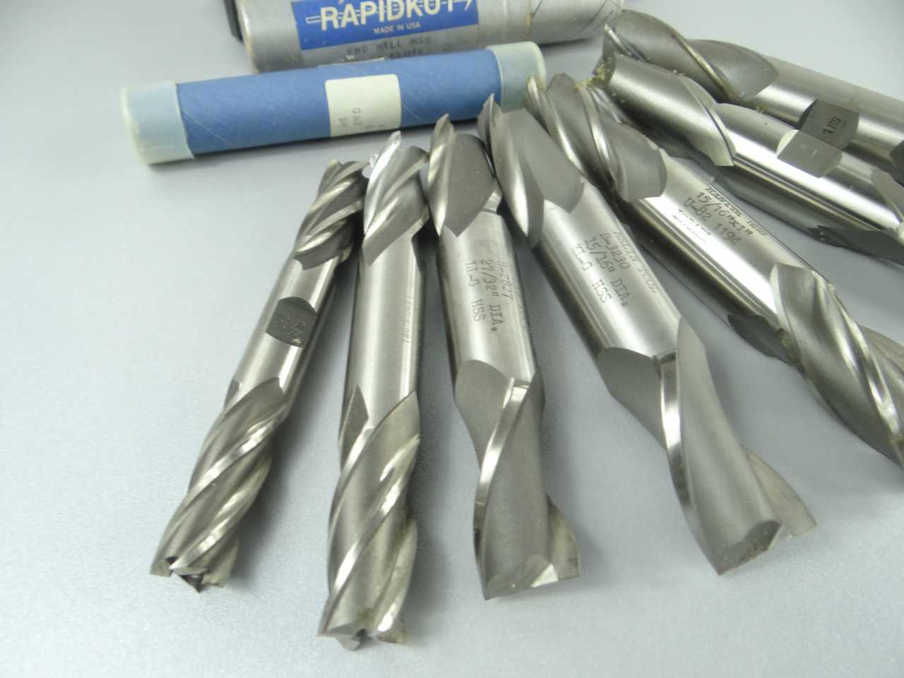 Lot of 7 NEW Assorted HSS Double End Mills - MACHINING ACCESSORIES & TOOLING