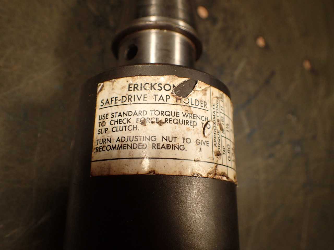 Erickson Safe-Drive Tap Holder Torque Adjustable Chuck: Moog Hydra-Point Shank - HOLEMAKING TOOLS