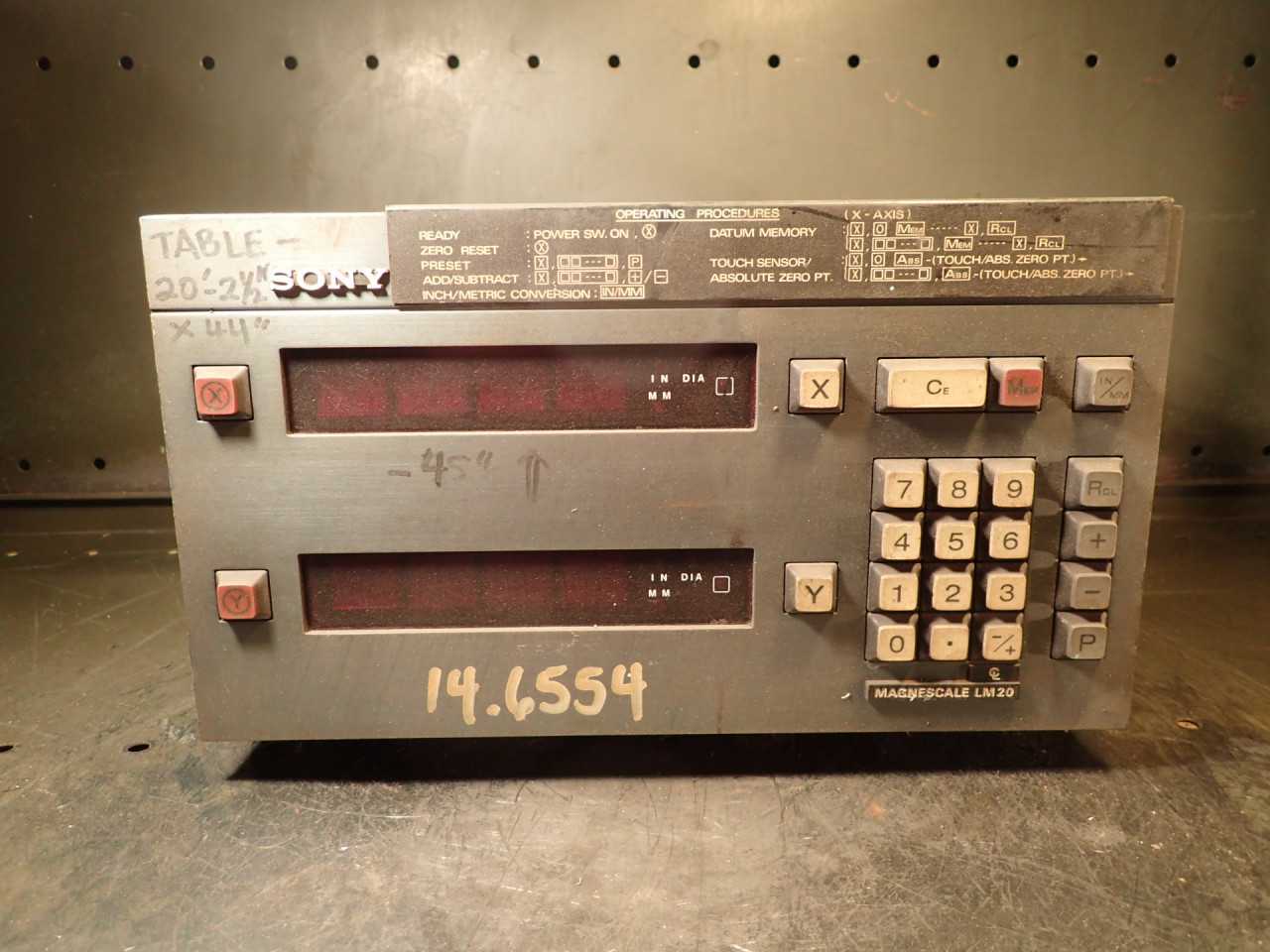 Sony Magnescale LM20-22 2-Axis Digital Read Out DRO: .001" Resolution - CNC MACHINING CENTER PARTS