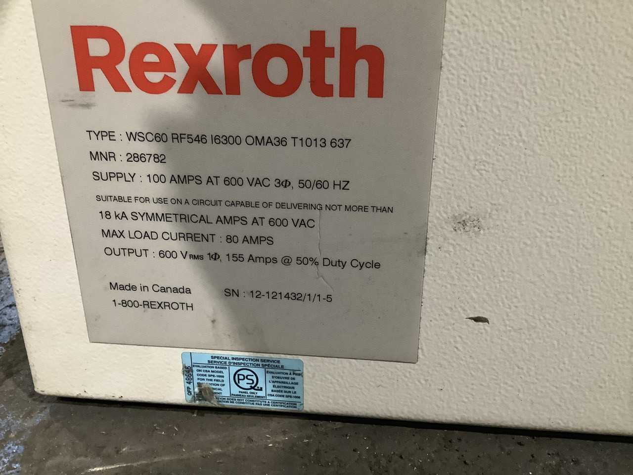 Lot of 2 Rexroth 100 A/600 V weld Controllers - INDUSTRIAL PARTS