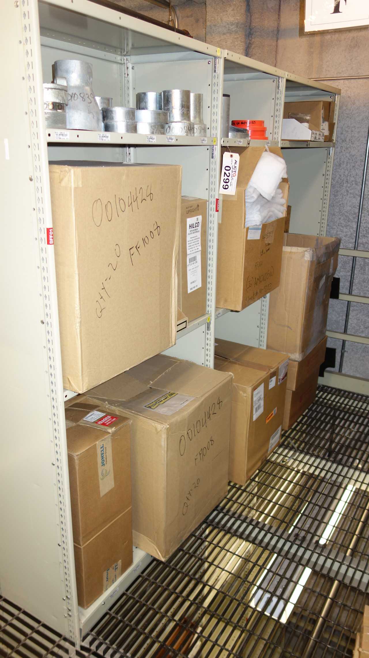 CONTENTS OF 3 SHELF COLUMNS, ASSORTED MRO - SHELVING
