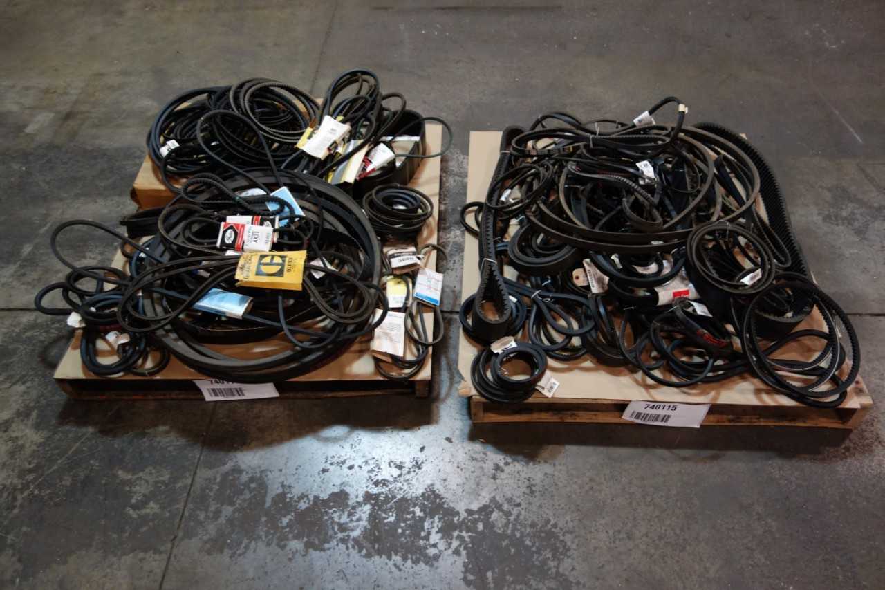 2 PALLETS OF V- BELTS AND TIMING BELTS- CATERPILLAR, BROWNING, GATES, JASON, OPTIBELT - BELTS