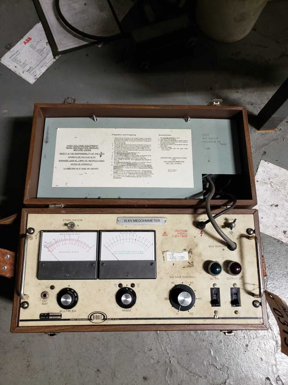 Biddle 15KV megohmmeter - ELECTRIC POWER TOOLS