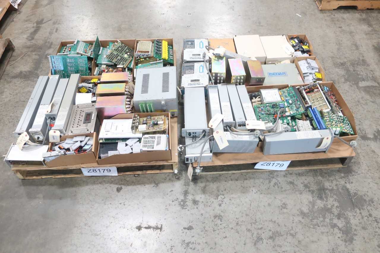2 PALLETS OF ASSORTED ELECTRICAL CIRCUIT BOARDS, CONTROLS, TRANSMITTER, INPUT - MILLTRONICS, FOXBORO, FISHER, MEDOR - AUTOMATION & CONTROLS
