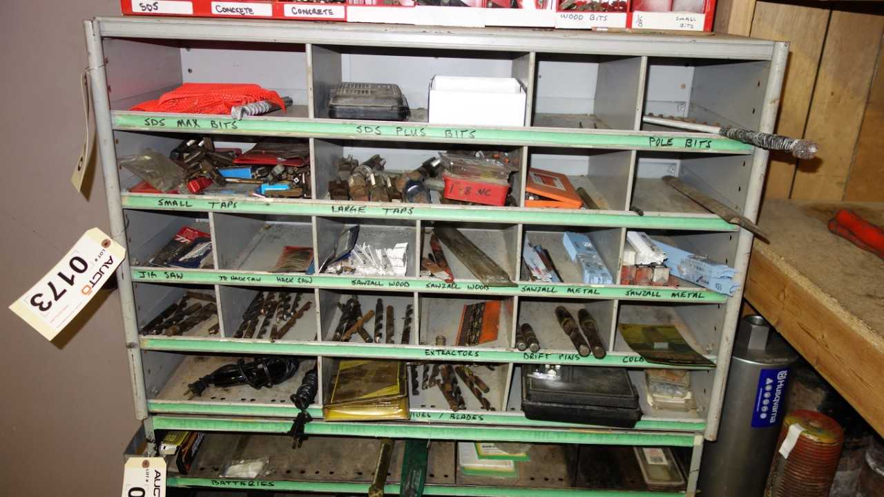 LOT OF ASSORTED DRILL BITS, TAPS, DIES, SETS, SAWZALL BLADES - ELECTRIC POWER TOOLS