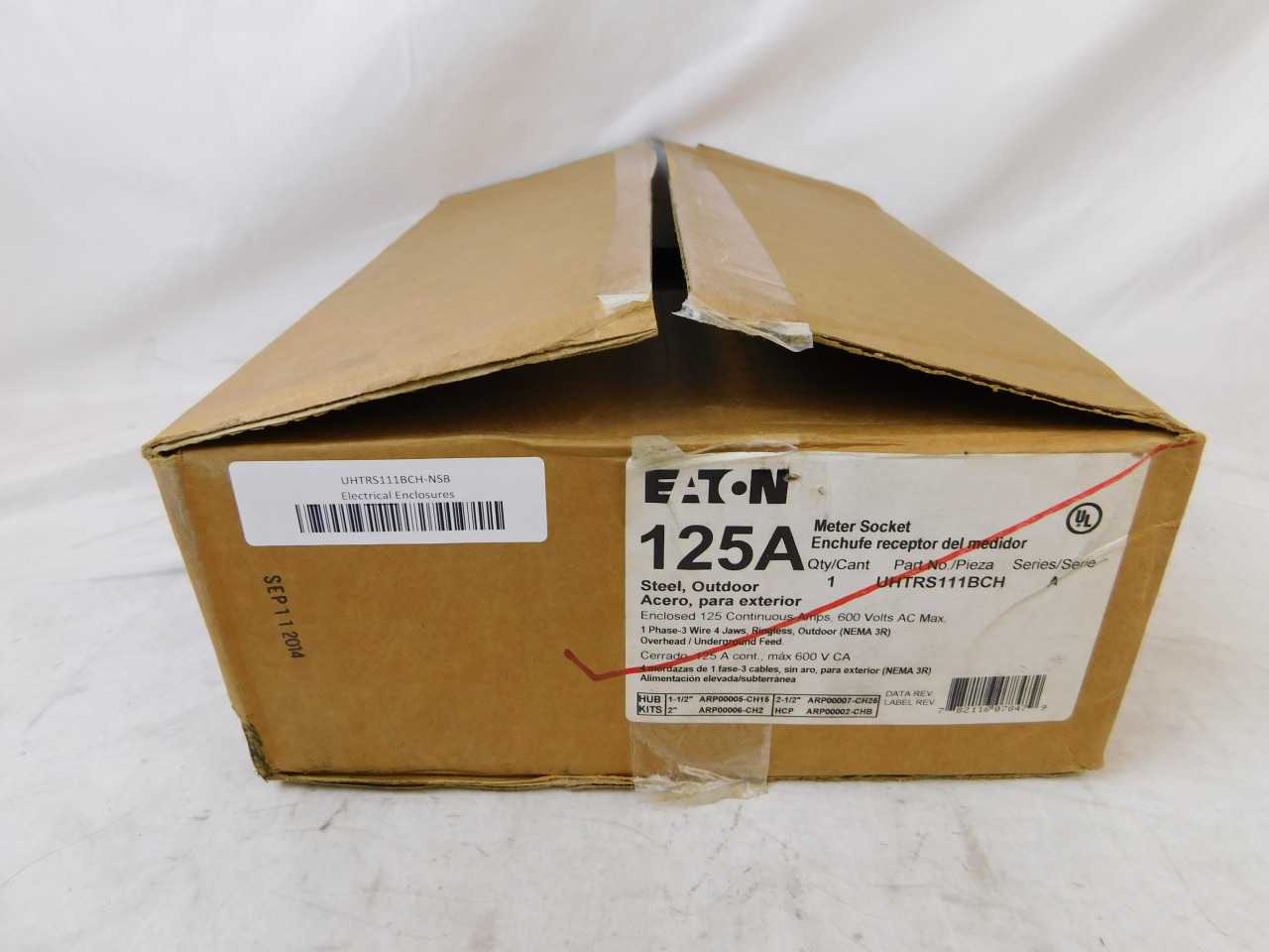 Quantity of 2 New Surplus Eaton UHTRS111BCH Meter Socket Ringless 125A 600V - CIRCUIT BREAKERS