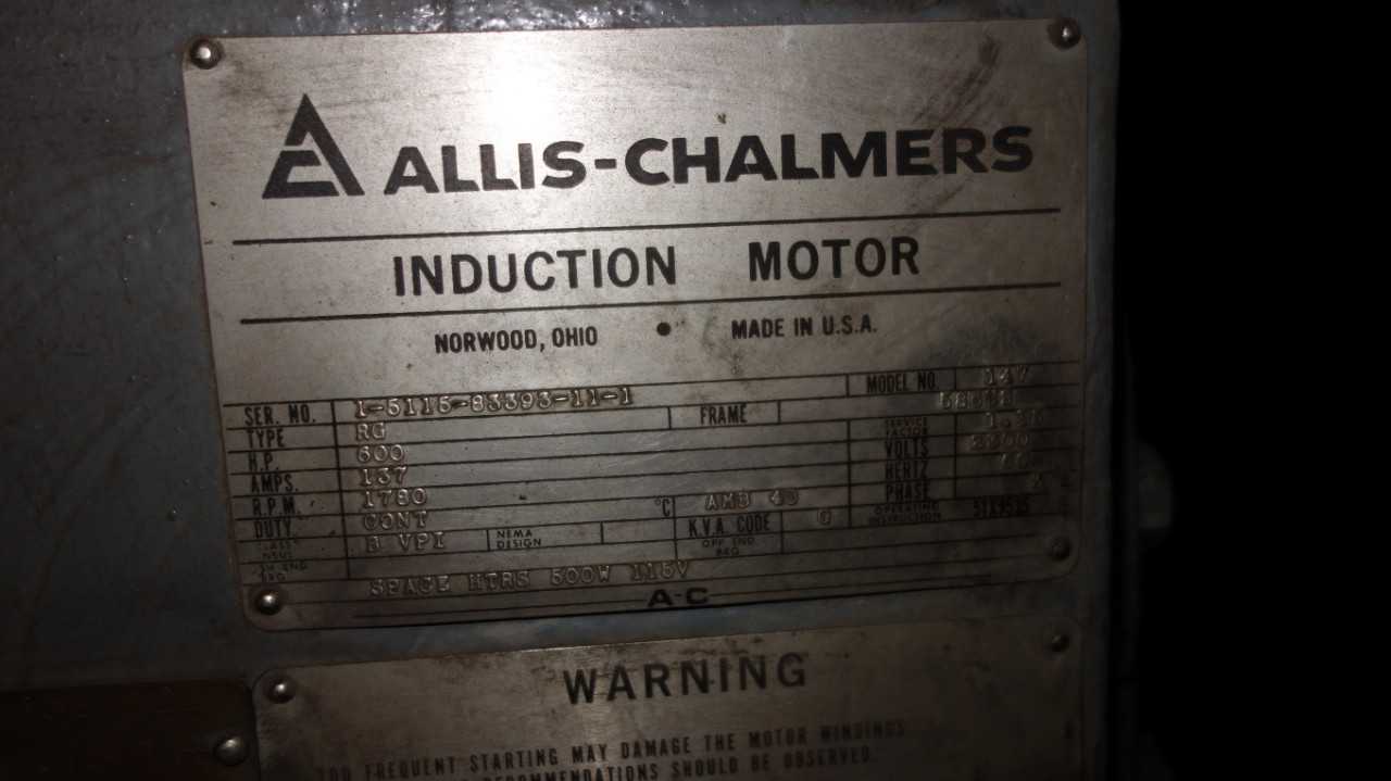 ALLIS CHALMERS 147 RG 600HP AC MOTOR 2300V 586US - MISCELLANEOUS