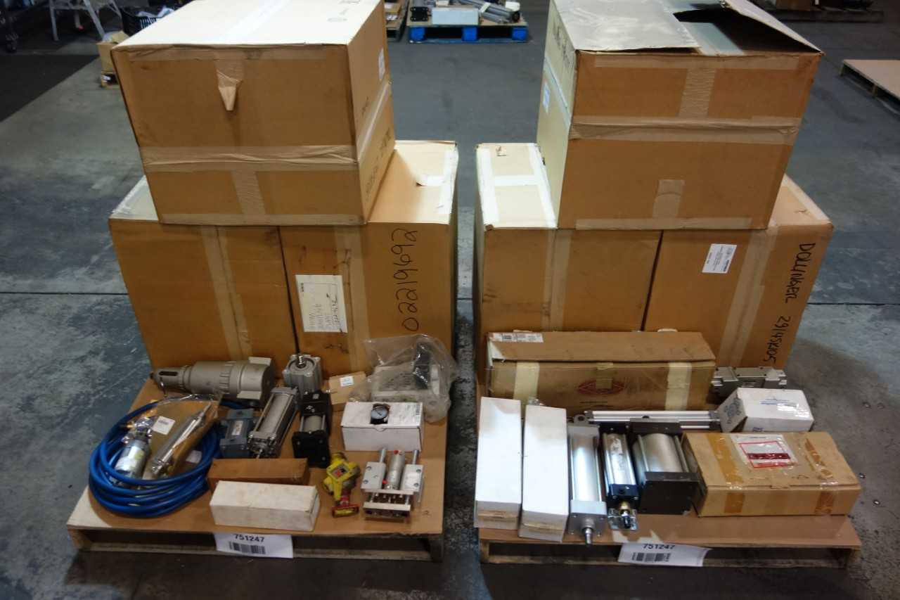 2 PALLETS OF ASSORTED PNEUMATIC CYLINDERS, ACCESSORIES, PARTS, FILTER ELEMENTS - PNEUMATIC FILTER ELEMENTS
