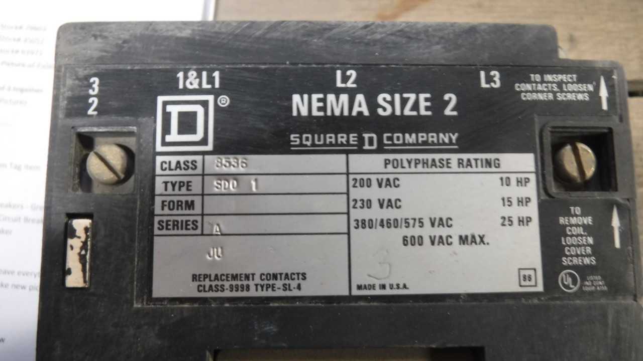 25 HP Square-D Size 2 Starter - MOTOR STARTERS