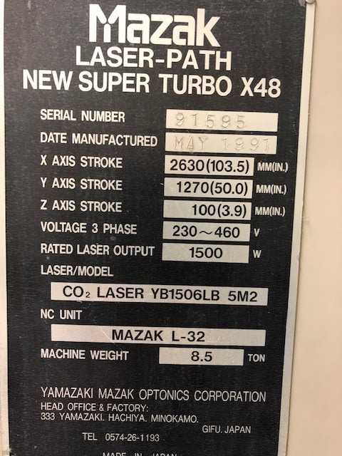 Mazak Laser 1500 Watt Super Turbo x48 - ELECTRIC POWER TOOLS