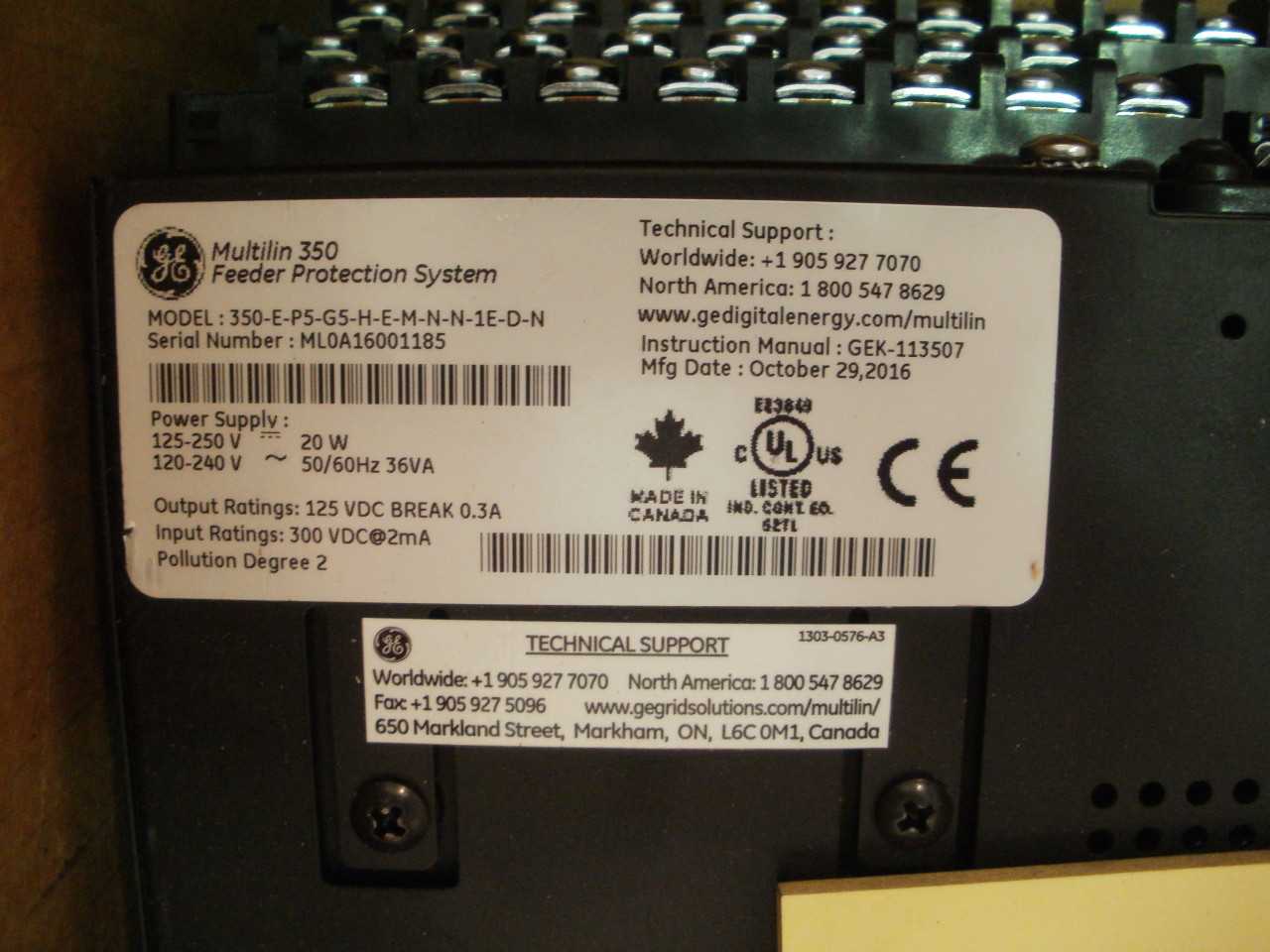GE Multilin 350 FEEDER - ELECTRICAL COMPONENTS