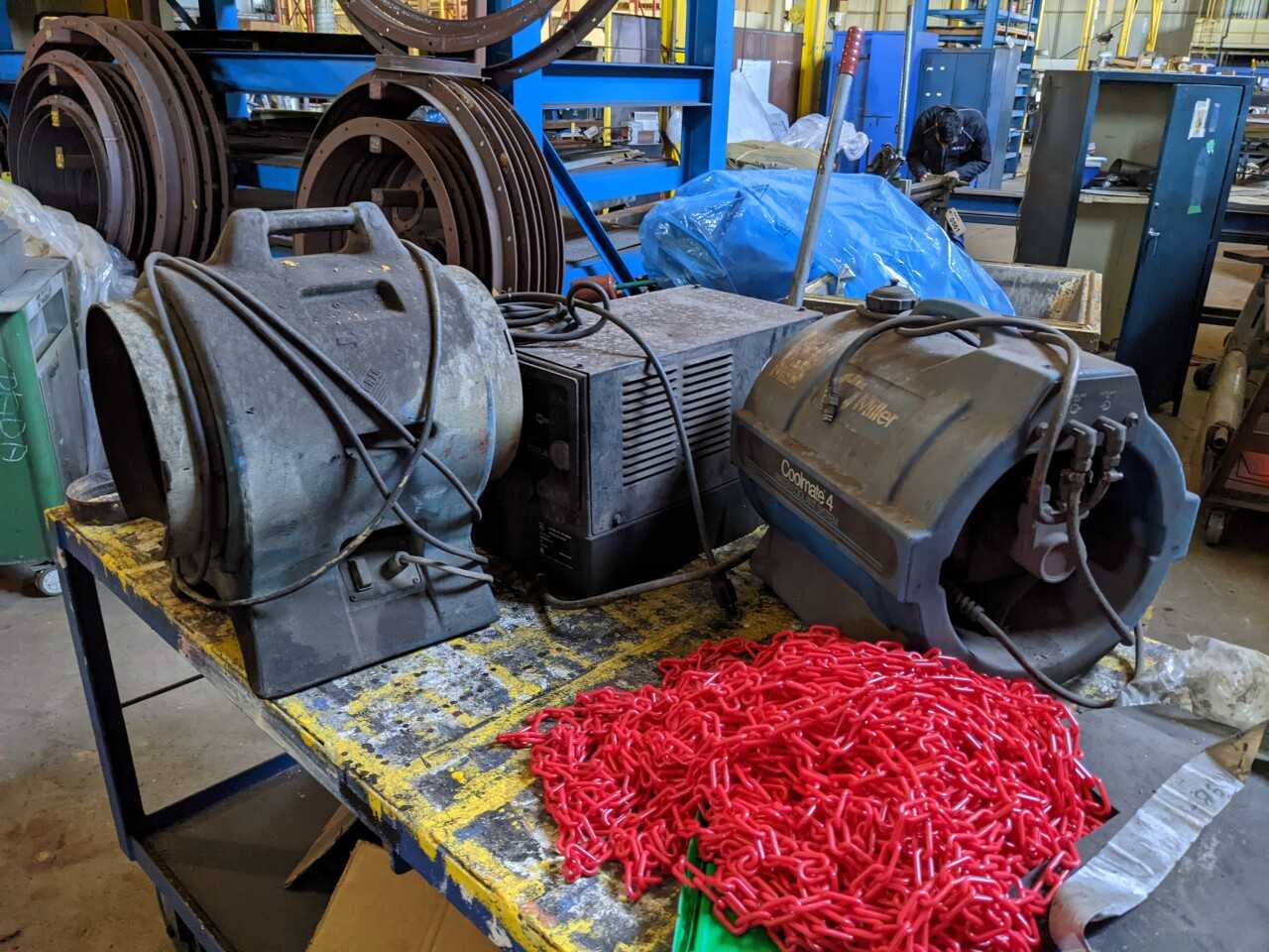 LOT OF 3 MILLER COOLMATE 3 & 4 COOLANT SYSTEMS WITH TABLE - WELDING EQUIPMENT