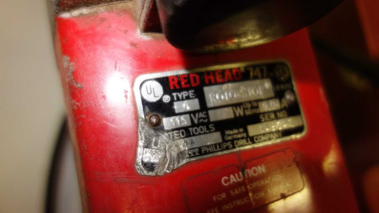 RED HEAD 747 ITT PHILIPS ROTO-STOP CORDED ROTARY HAMMER DRILL - ELECTRIC POWER TOOLS