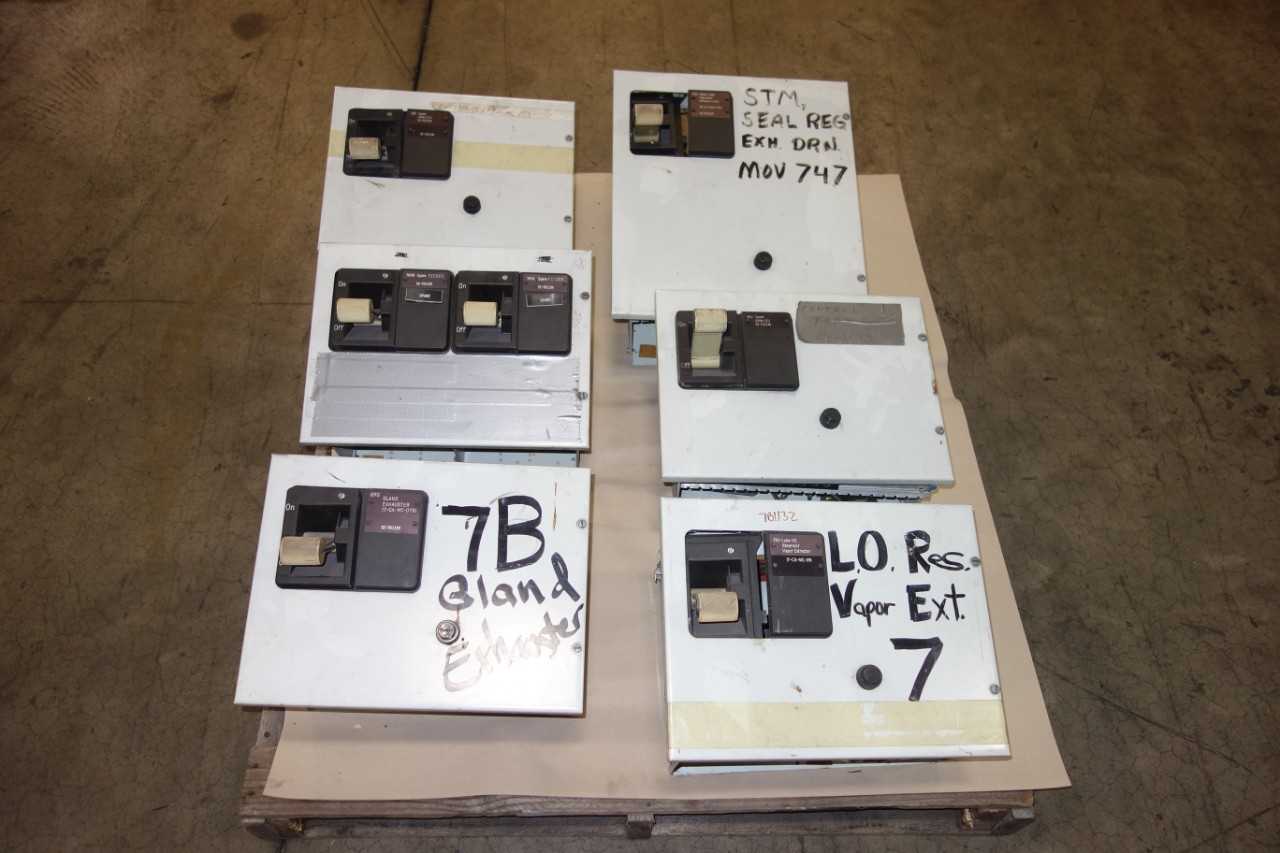 1 PALLET OF ASSORTED CUTLER HAMMER WESTINGHOUSE MCC BUCKETS, SIZE 1 STARTERS, FD BREAKERS - SWITCHGEAR