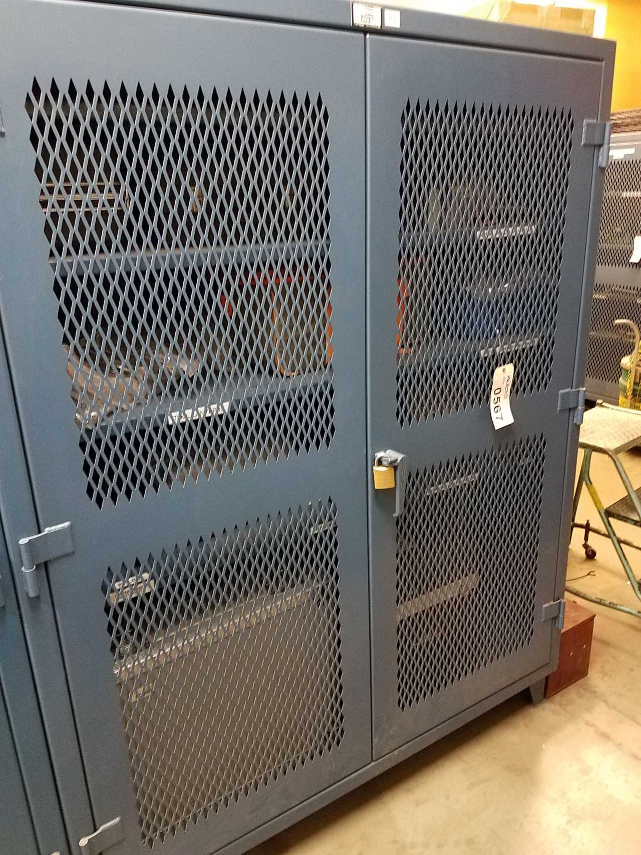 Double door see-through cabinet, 6' x 5' x 2', no contents - TOOL STORAGE Double door see-through cabinet, 6' x 5' x 2', no contents - TOOL STORAGE