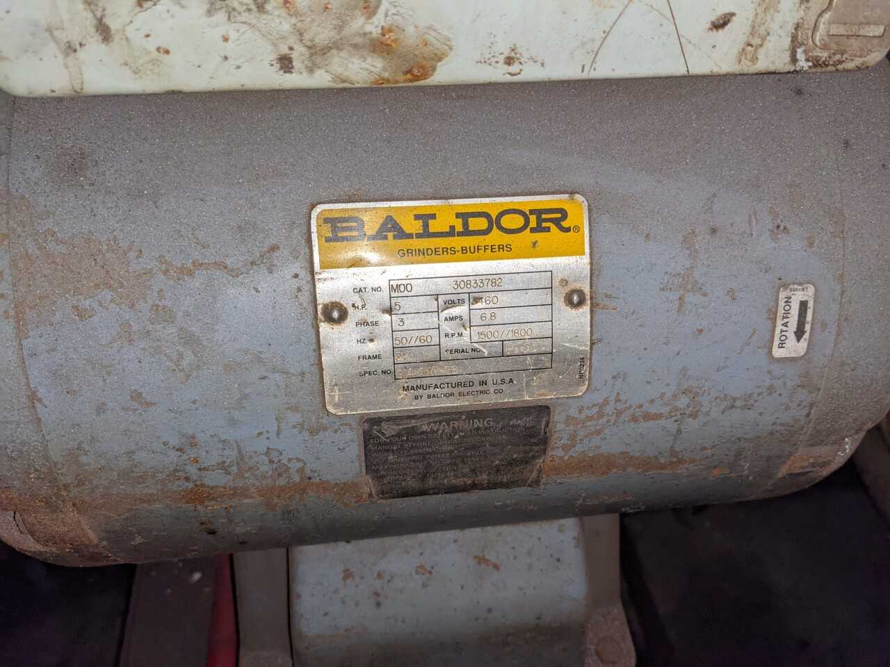 BALDOR 14" x 5-HP DOUBLE END PEDESTAL GRINDER - GRINDING MACHINES