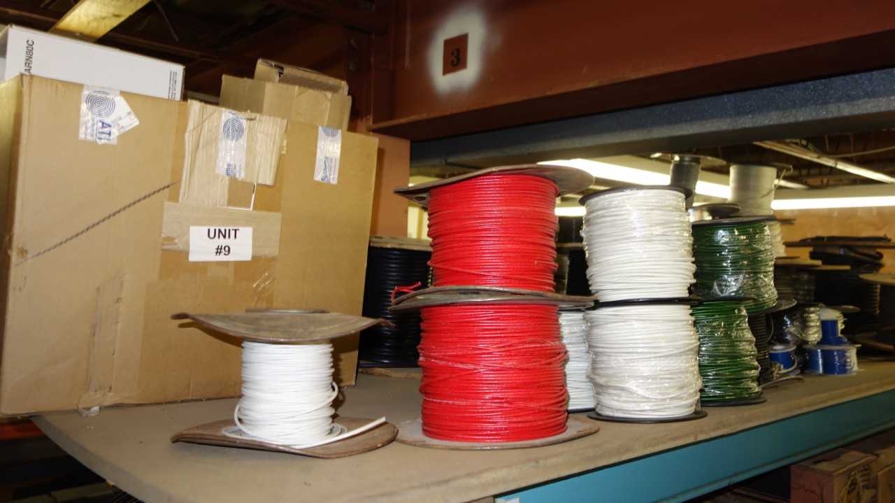 LOT OF ASSORTED SPOOLS OF WIRE - ELECTRICAL COMPONENTS